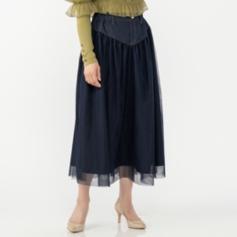 JEWEL MORRY’S チュールギャザーデニム調スカート