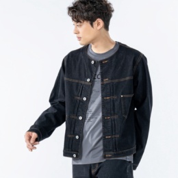 Lucca Uomo alla moda ラウンドネックデニムジャケット