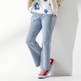 BLUE POOL ROAD フローラルトリムデニムニットパンツ