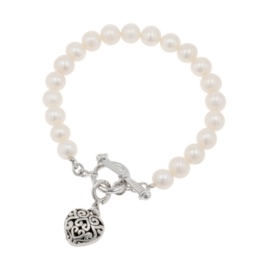 淡水パールブレスレット ハートチャーム付き[ジェンナ]