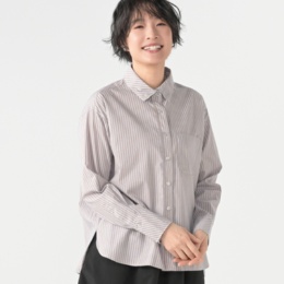 KiKKi ストライプコットンシャツブラウス