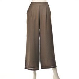 CARRIERE 裾スクエアレースワイドパンツ