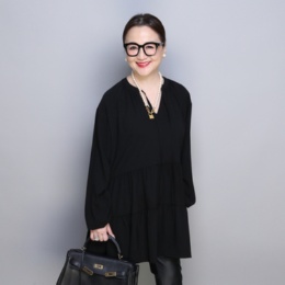  ANNE COQUINE カフタンカラーティアードフレアチュニック