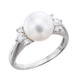 PT950花珠真珠9.0ｍｍ珠デザインリング