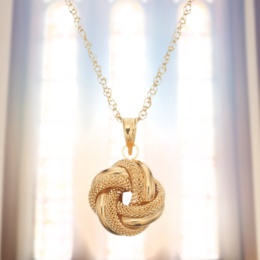 UNOAERRE18KYGラブノットペンダントヘッド&チェーンネックレス