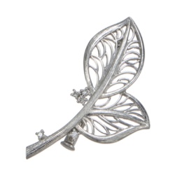 純プラチナ/SV ダイヤモンド リーフデザインブローチ