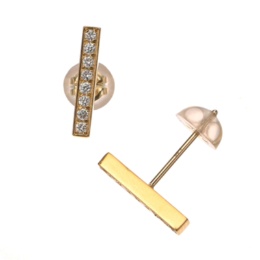 純金/18K ダイヤモンドバーライン イヤリング/ピアス