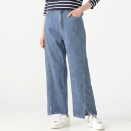 Provadorやわらかソフト甘織デニム カーブスリットパンツ