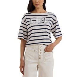 Lauren Ralph Lauren ビーズロゴコットンTシャツ
