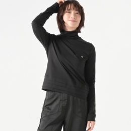 MASAGO クリアーベア天竺ハイネック長袖裾タックTシャツ