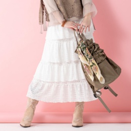 &LOVE 大人のときめき細魅えレースティアードスカート
