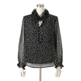 &LOVE 大人Sweetなクチュールふりるドットブラウス