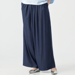 エニワイズ フロント重ねタックツイルストレートパンツ