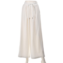 エニワイズ フロント重ねタックツイルストレートパンツ