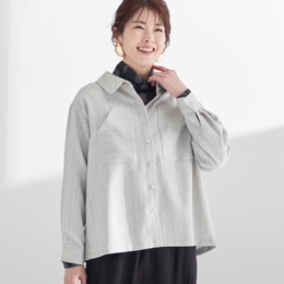 ModdedAnce ランダムストライプ織ベイカーポケットシャツ