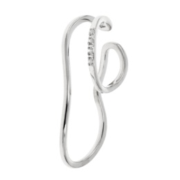 シルバー925ホワイトトパーズダブルリング片耳用イヤーカフ