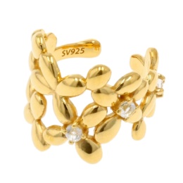 シルバー925ホワイトトパーズミモザ片耳用イヤーカフ