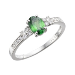  ツァボライト PT900 リング 0.6ctUP 鑑別書付