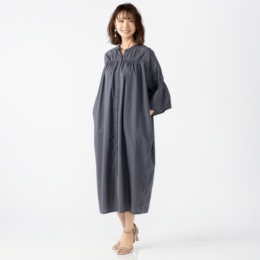 tegami tegami ギャザーテクニック ロングシャツワンピース