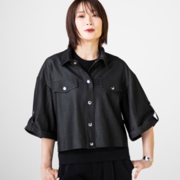 PCD ベルスリーブターンバック機能付きショートブルゾン