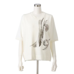 PCD 箔グラデーションラインのニットドッキングプルオーバー