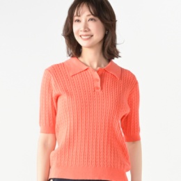 エニワイズ 衿付きケーブルニットポロシャツ