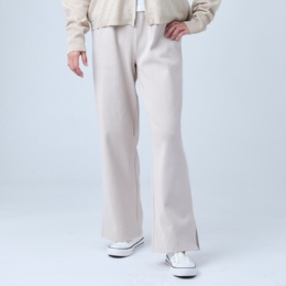 BELLE BOUDOIR スリット入りきれいめリブフレアパンツ