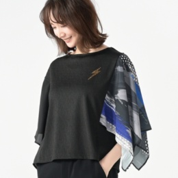 SUPERLADY フリルドレープアシンメトリースリーブプルオーバー