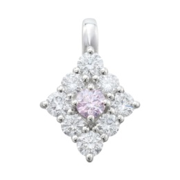 ピンク&Dカラーダイヤモンド PT 菱形ペンダントヘッド