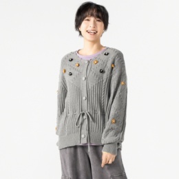  PERSONS 家庭機ライクフラワー刺繍カーディガン