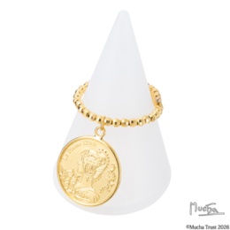 純金 ミュシャ「桜草と羽根」メダルフリーサイズリング