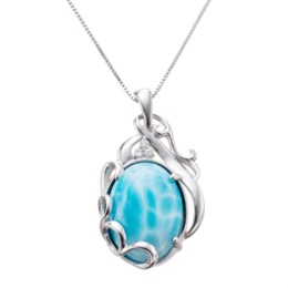 シルバー925 ラリマー ペンダント 25ctUP 鑑別書付