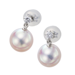 PT アコヤ真珠&ダイヤモンドスイングピアス 9.0mm 天女