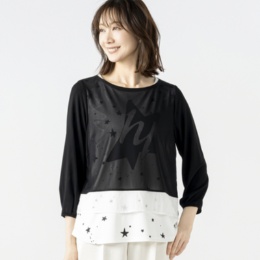 day to day チュールレイヤードスタープリントプルオーバー