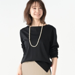 ANNE COQUINE シリコンパッチ付シルケットスムースロングTシャツ