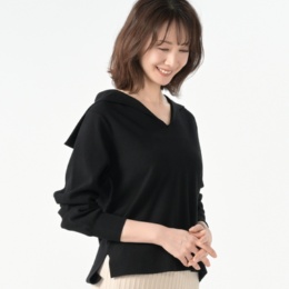 アンコキーヌ（AnneCoquine） ANNE COQUINE コアスパンヤーンセーラーカラーニットプルオーバー