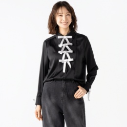 ANGELOS リボン付きサテン地ブラウス