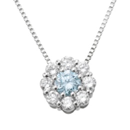 アイスブルーダイヤモンド PT950 フラワーデザインペンダント