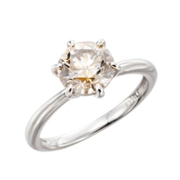 シャンパンカラーダイヤモンドリング 2.0ctUP鑑定書付