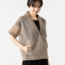 PCD チュールボンディングの半袖テーラージャケット