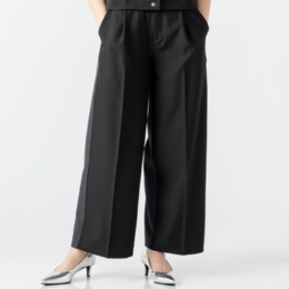 PCD フロントバックバイカラーのタックセミワイドパンツ