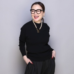 ANNE COQUINE コアスパンヤーン16Gニット長袖プルオーバー