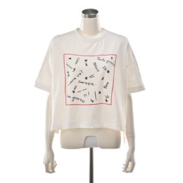 KiKKi ハンカチーフ風プリント半袖Tシャツ
