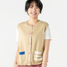 KiKKi 配色ポケットライトニットベスト