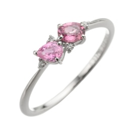  パパラチアサファイヤPT950リング計0.4ctUP