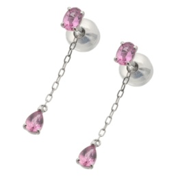 パパラチアサファイヤチャーム付PTピアス計0.6ctUP