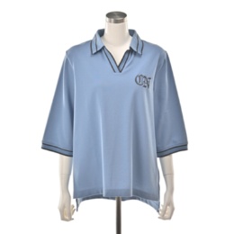 Carney ロゴ刺繍 ラインアクセント ロングポロ