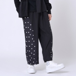 KawaiOkada シフォン素材の切替ウエトゴムパンツ