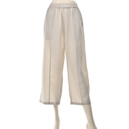 KawaiOkada シフォン素材の切替ウエトゴムパンツ