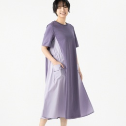 エニワイズ ポケットアクセントの異素材コンビAラインワンピース